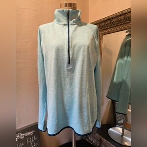 Under Armour Run HeatGear 1/4 Zip Pullover. Aqua/White w/ Dark Teal Trim.  XL.